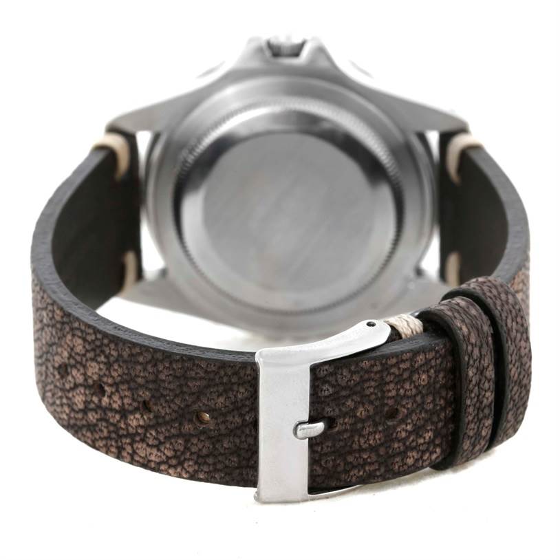 The image shows the back side and strap of the Rolex Vintage Collection 1675 Men's Stainless Steel Black Dial 1675 Men's Stainless Steel Black Dial watch.