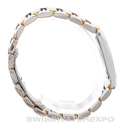 The image shows a side view of the Cartier Must 21 W10073R6 Men's Stainless Steel Silver Dial W10073R6 Men's Stainless Steel Silver Dial model, highlighting its band and case.