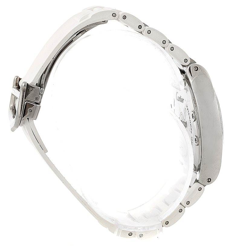 The image shows a side profile of the Cartier Must 21 W10197U2 Women's Stainless Steel Silver Dial W10197U2 Women's Stainless Steel Silver Dial watch, focusing on the band and clasp mechanism.