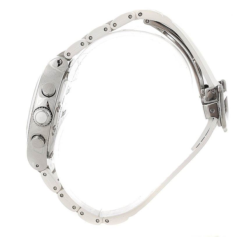 The image shows a side view of the Cartier Must 21 W10197U2 Women's Stainless Steel Silver Dial W10197U2 Women's Stainless Steel Silver Dial watch, highlighting buttons and part of the bracelet.