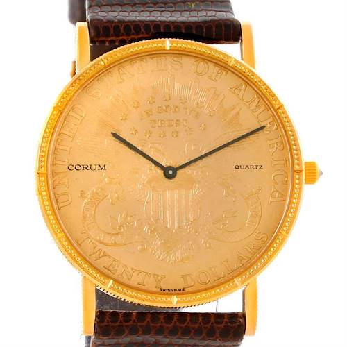 Photo of Corum 20 Dollars Double Eagle Yellow Gold Coin Brown Strap Watch