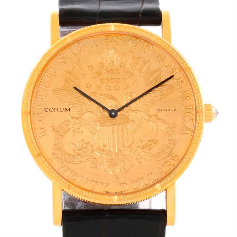 Corum 20 Dollars Double Eagle Yellow Gold Coin Black Strap Watch