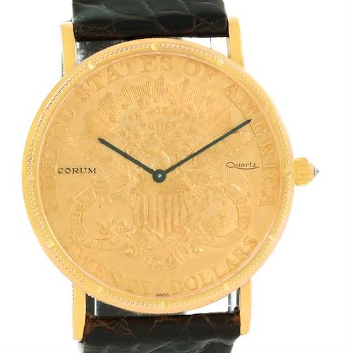 Photo of Corum 20 Dollars Double Eagle Yellow Gold Coin Black Strap Watch