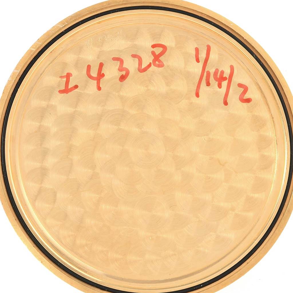 The image shows the inner case back of a Corum Coin Watch Men's Yellow Gold Black Dial Men's Yellow Gold Black Dial model, viewed from directly above.