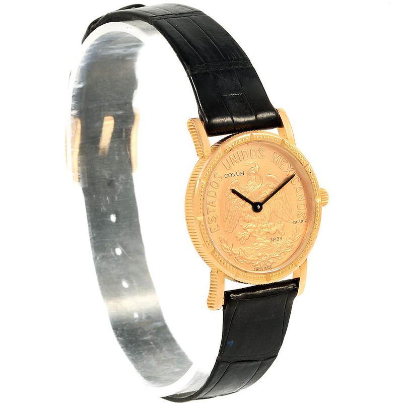 Corum Yellow Gold 10 Pesos Coin Year 1959 Diamond Ladies Watch SwissWatchExpo