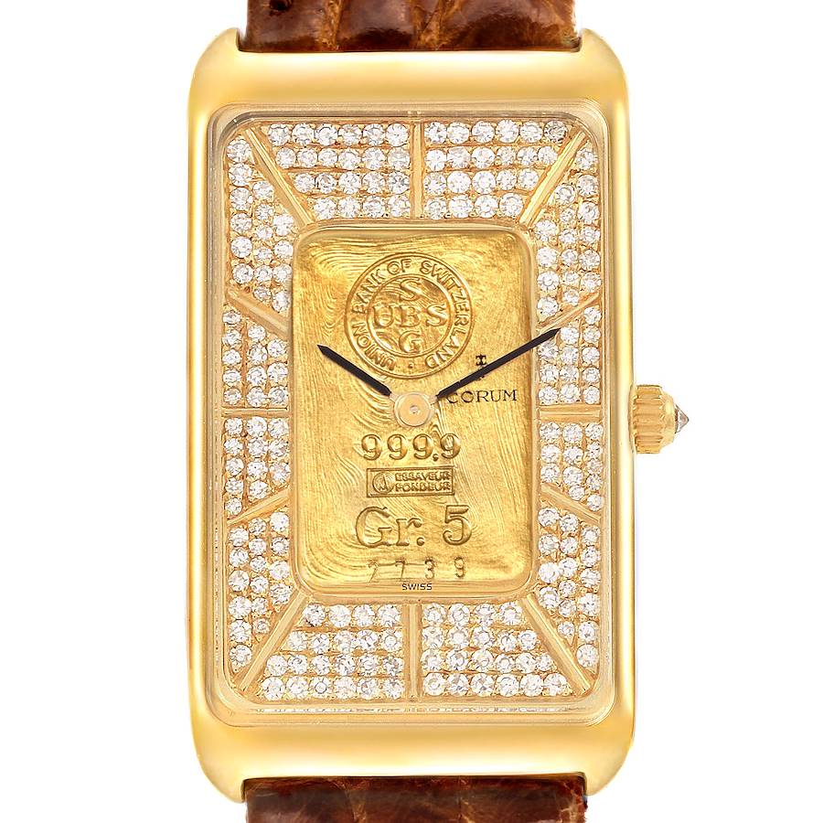 Corum 5 Gram Ingot Yellow Gold Diamond Ladies Watch 55400 SwissWatchExpo