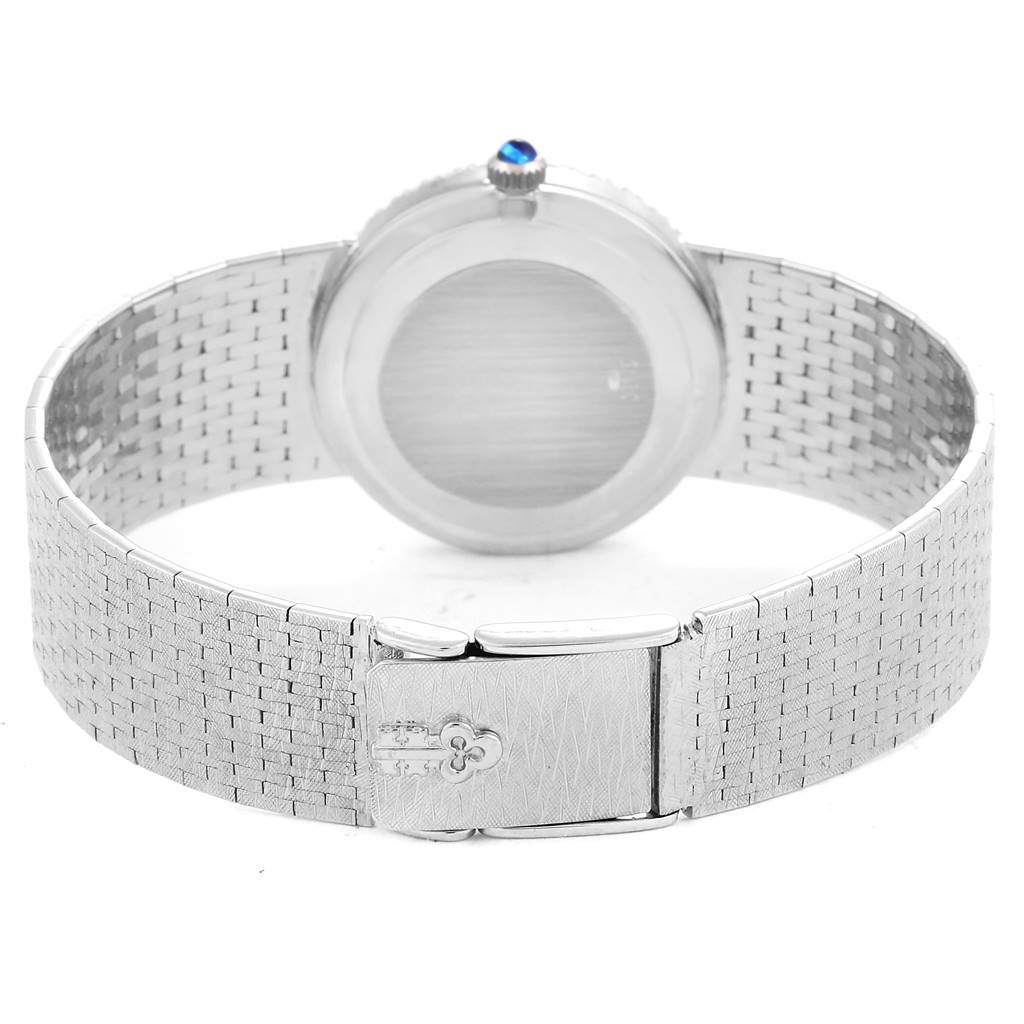 The image shows a rear view of the Corum 80358 Women's White Gold Silver Dial 80358 Women's White Gold Silver Dial 18K White Gold Diamond Vintage Cocktail Ladies Watch, focusing on the bracelet and clasp.