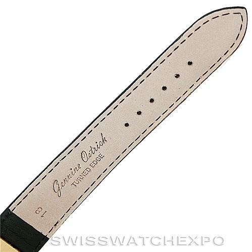 The image shows the reverse side of the strap for a Vintage Corum watch, made from genuine ostrich leather.