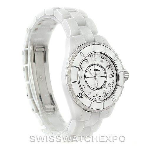 Chanel J12 White Ceramic Diamonds Quartz Ladies Watch H2422 SwissWatchExpo