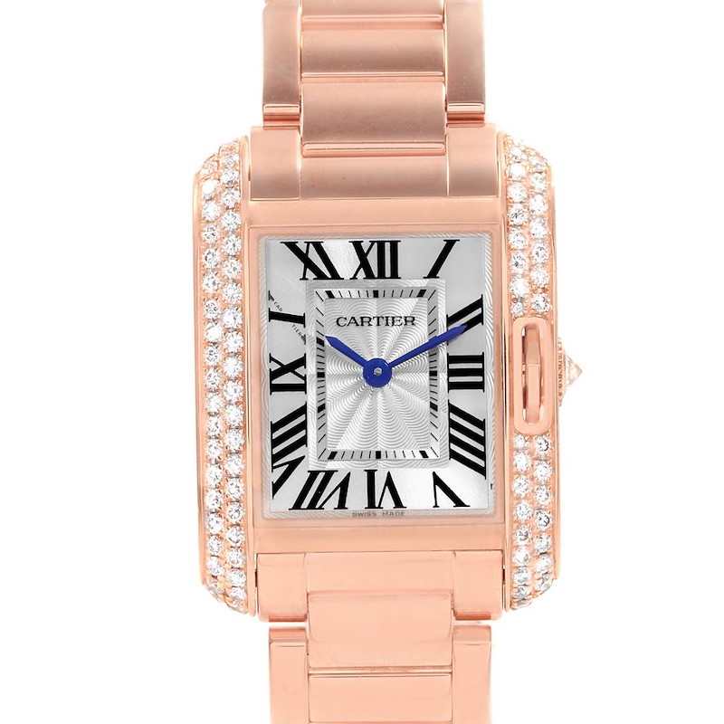 Cartier Tank Anglaise Rose Gold Diamond Ladies Watch WT100002 Box Papers SwissWatchExpo