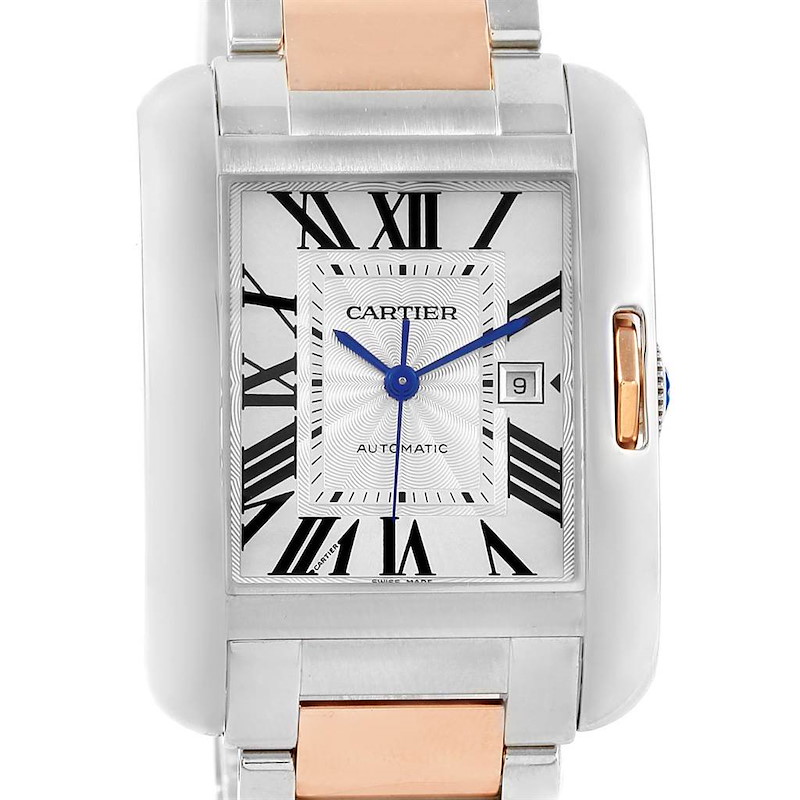 Cartier Tank Anglaise Large Steel Rose Gold Watch W5310007 SwissWatchExpo