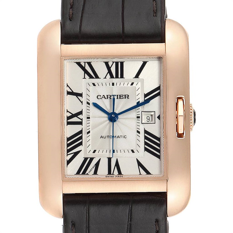 Cartier Tank Anglaise Rose Gold Brown Strap Ladies Watch W5310005 SwissWatchExpo