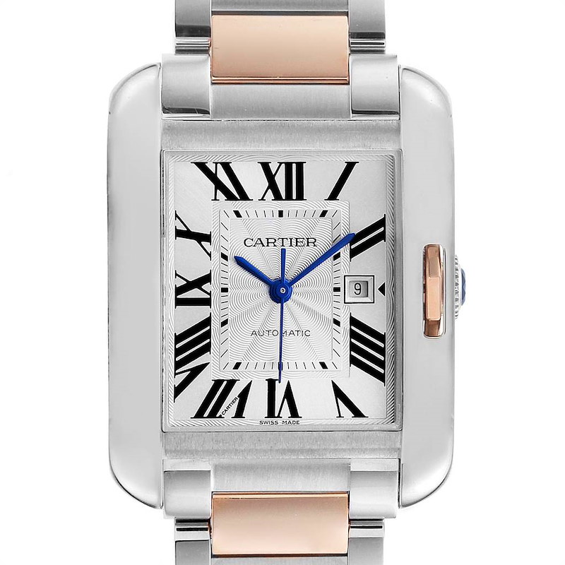 Cartier Tank Anglaise Large Steel 18K Rose Gold Ladies Watch W5310007 SwissWatchExpo