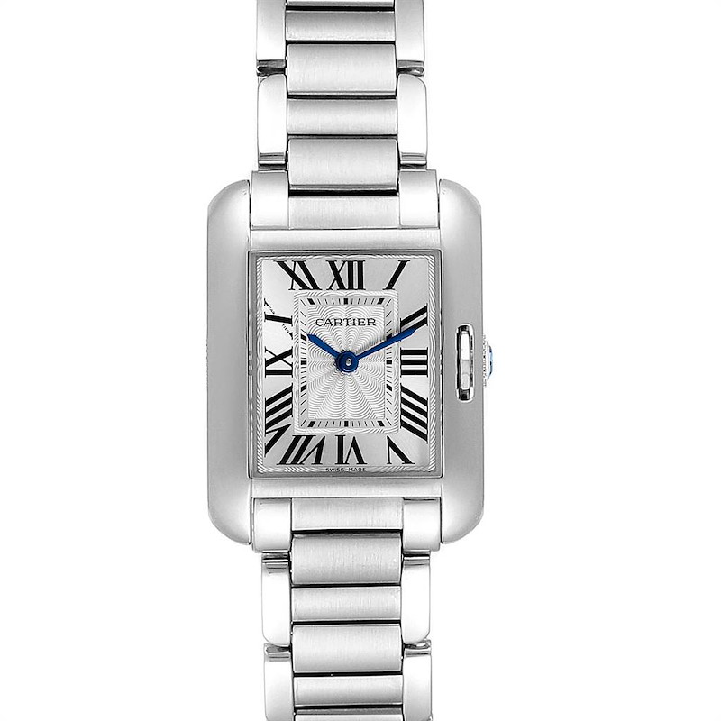 Cartier Tank Anglaise Small Silver Dial Steel Ladies Watch W5310022 SwissWatchExpo
