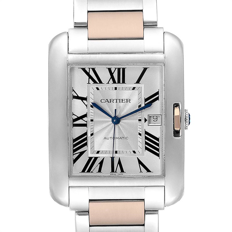 Cartier Tank Anglaise Large Steel 18K Rose Gold Ladies Watch W5310007 SwissWatchExpo