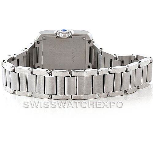 The image shows the backside and bracelet of the Cartier Tank Anglaise W5310022 Women's Stainless Steel Silver Dial W5310022 Women's Stainless Steel Silver Dial watch, highlighting the links and clasp mechanism.