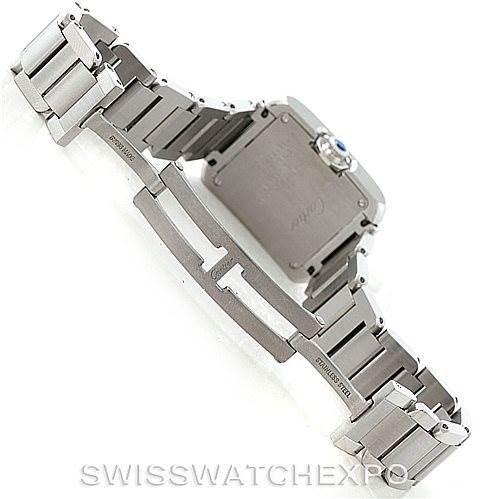 This image shows the back of a Cartier Tank Anglaise W5310022 Women's Stainless Steel Silver Dial W5310022 Women's Stainless Steel Silver Dial watch, highlighting its bracelet and deployment clasp.