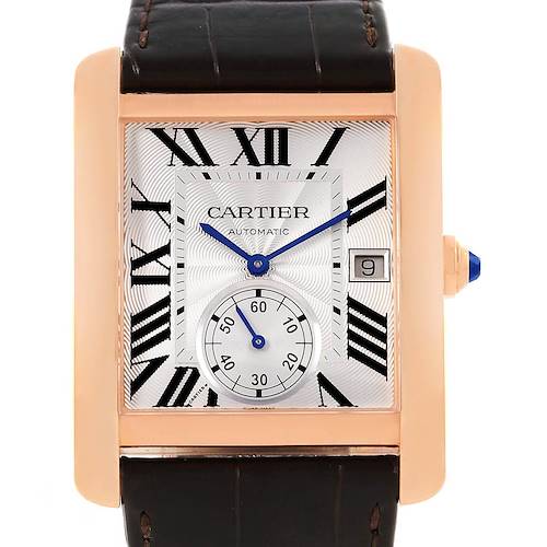 Photo of Cartier Tank MC Rose Gold Silver Dial Mens Watch W5330001 Box Papers