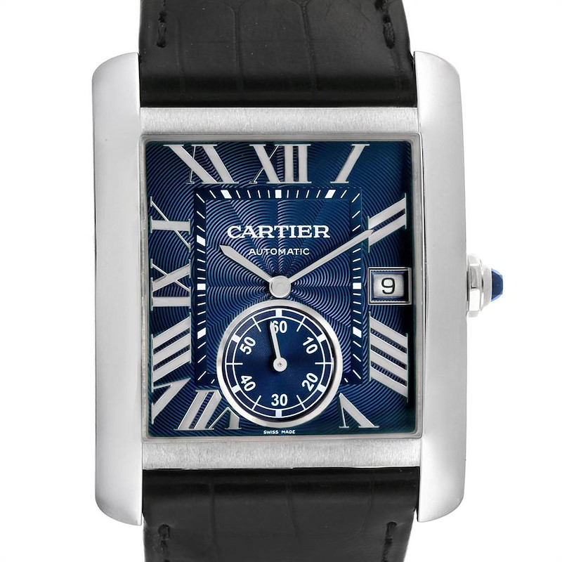 Cartier Tank MC Blue Dial Automatic Steel Mens Watch WSTA0010 SwissWatchExpo