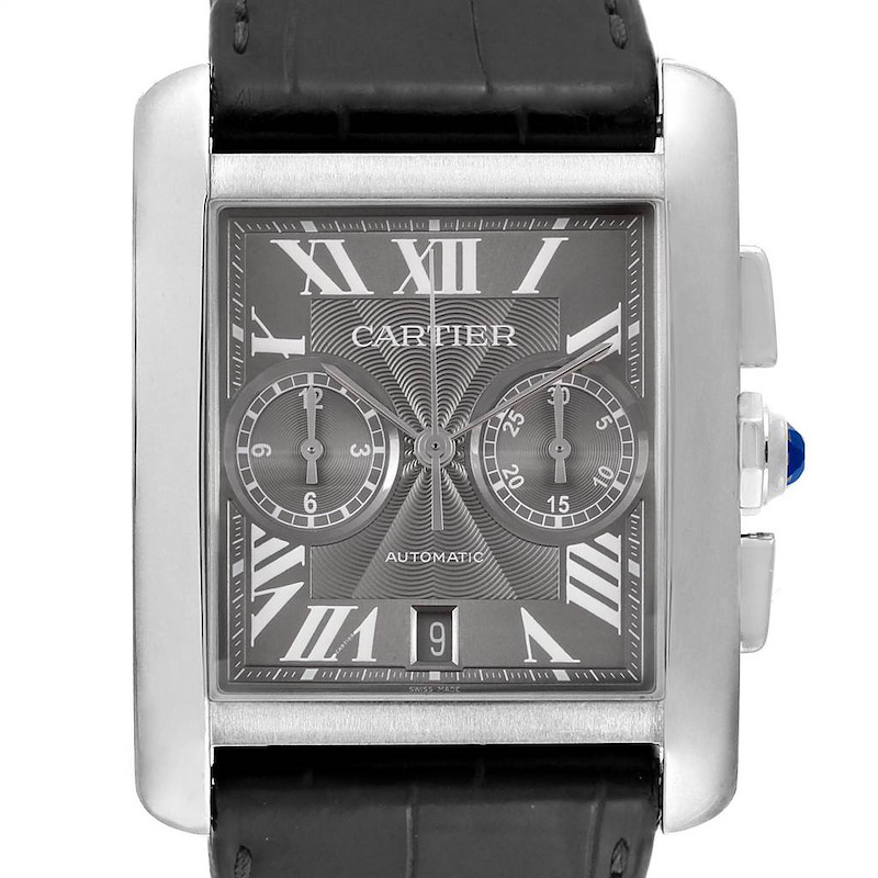 Cartier Tank MC Grey Dial Chronograph Mens Watch W5330008 Box Papers SwissWatchExpo