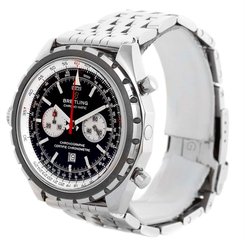 Breitling Chronomatic Chronograph Left Crown Watch A41360 Box Papers SwissWatchExpo