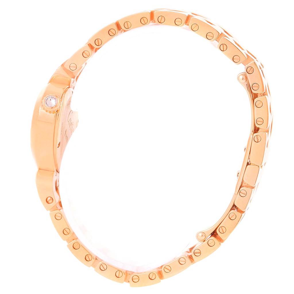 The image shows a side view of the bracelet and bezel of a Delices model by Cartier.