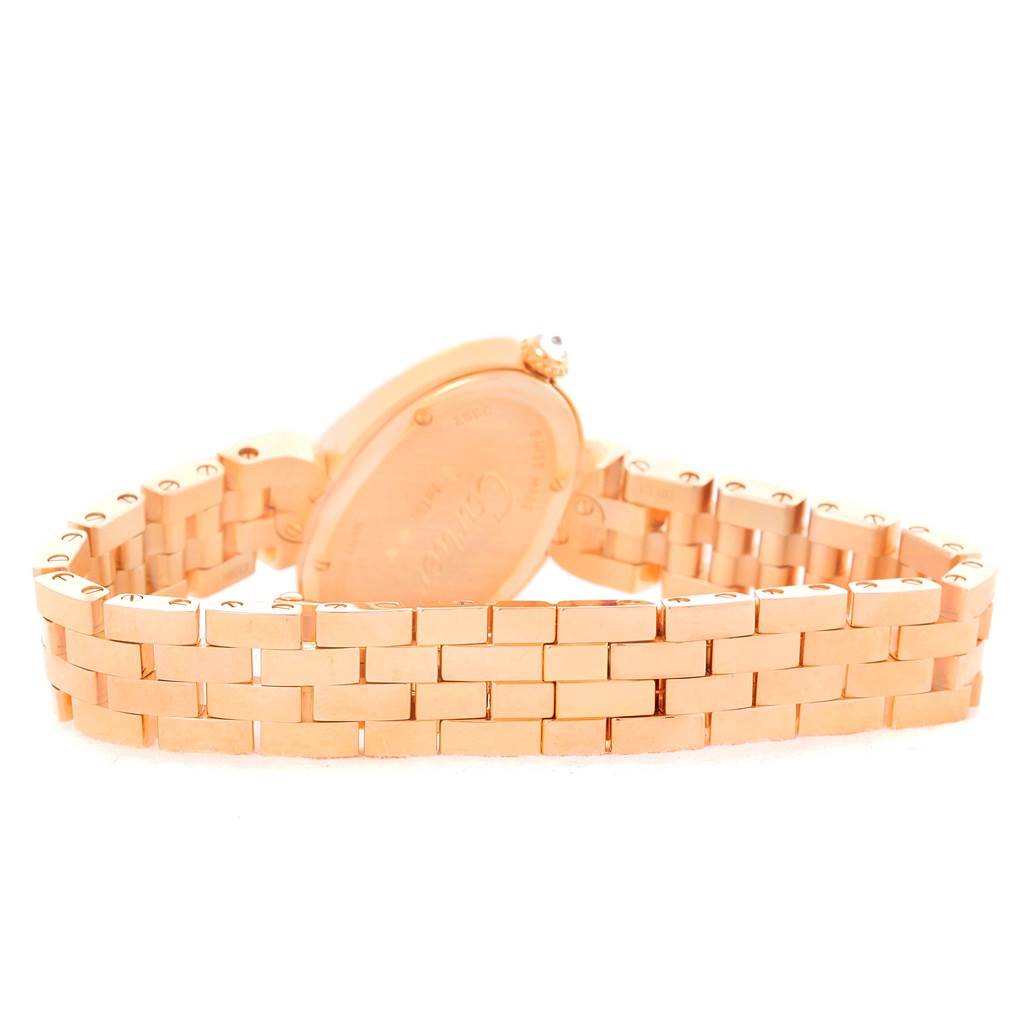 The image shows the back of the case and band of the Cartier Delices WG800003 Women's Rose Gold Silver Dial WG800003 Women's Rose Gold Silver Dial watch at a rear angle.