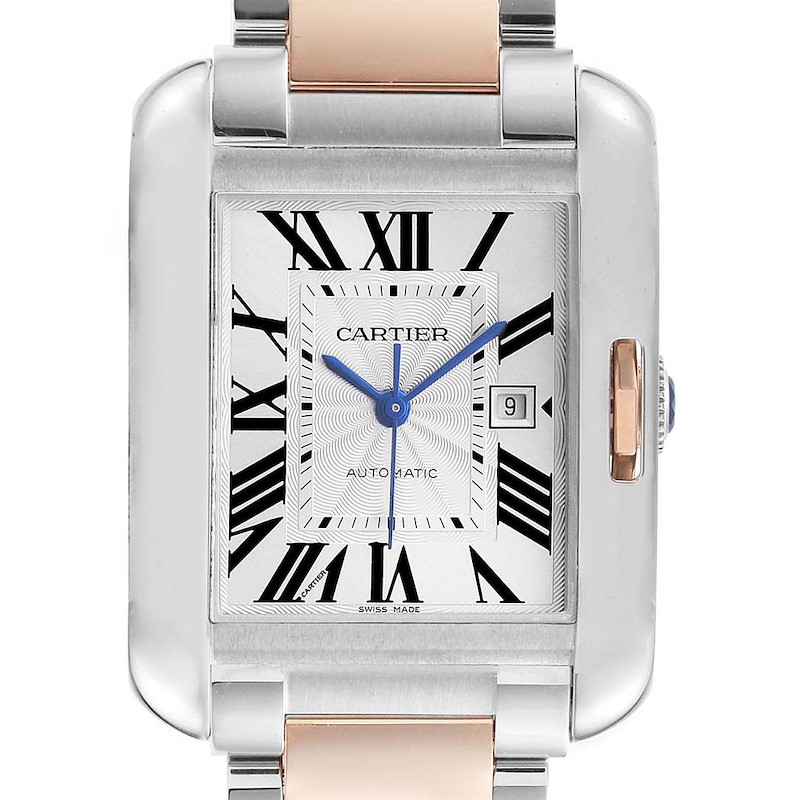 Cartier Tank Anglaise Large Steel 18K Rose Gold Watch W5310007 Box SwissWatchExpo