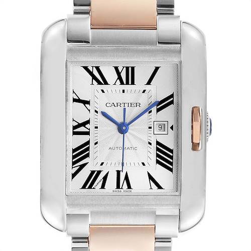 Photo of Cartier Tank Anglaise Large Steel 18K Rose Gold Watch W5310007 Box