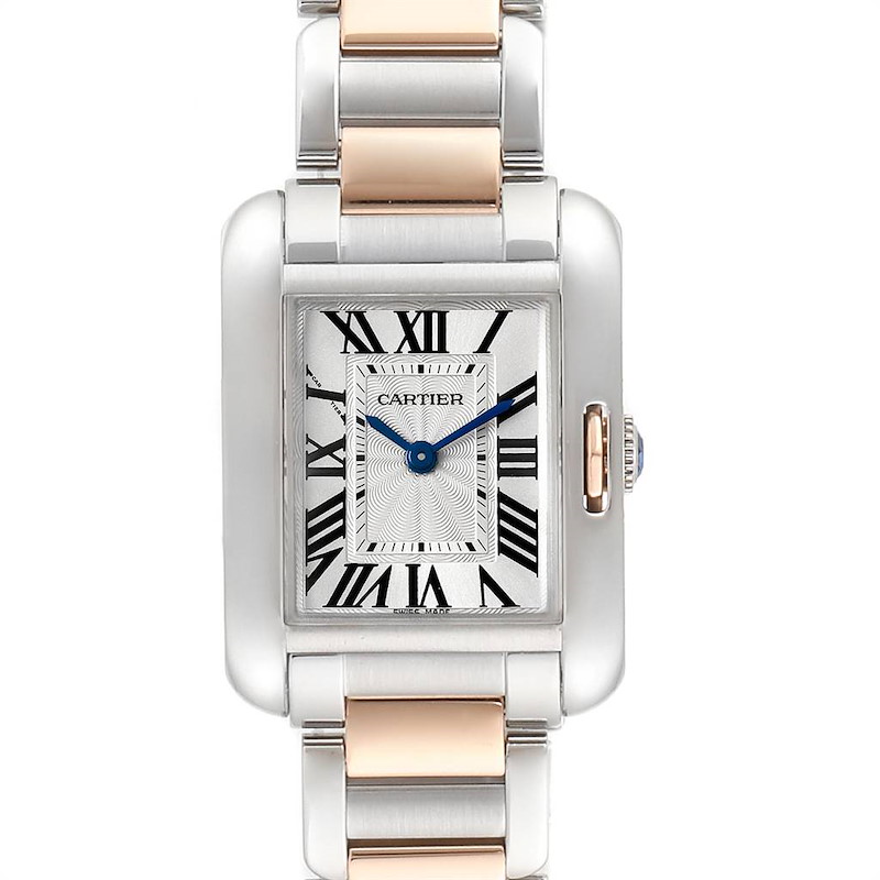 Cartier Tank Anglaise Small Steel Rose Gold Ladies Watch W5310019 SwissWatchExpo