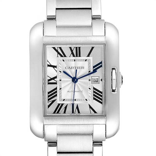 Photo of Cartier Tank Anglaise Silver Dial Steel Large Mens Watch W5310009
