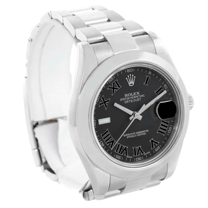 This image shows a Rolex Datejust 41 116300 Men's Stainless Steel Black Dial 116300 Men's Stainless Steel Black Dial watch at a three-quarter angle, highlighting the dial, bezel, bracelet, and crown.