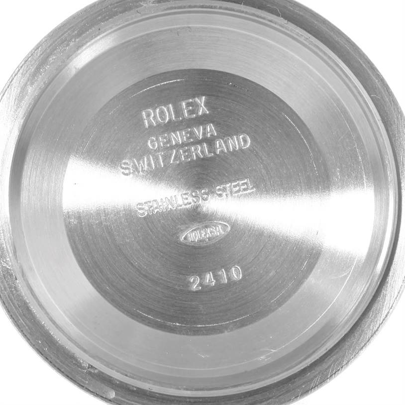 This image shows the interior side of the case back for a Rolex Datejust 41 116300 Men's Stainless Steel Black Dial 116300 Men's Stainless Steel Black Dial, highlighting engraved details.