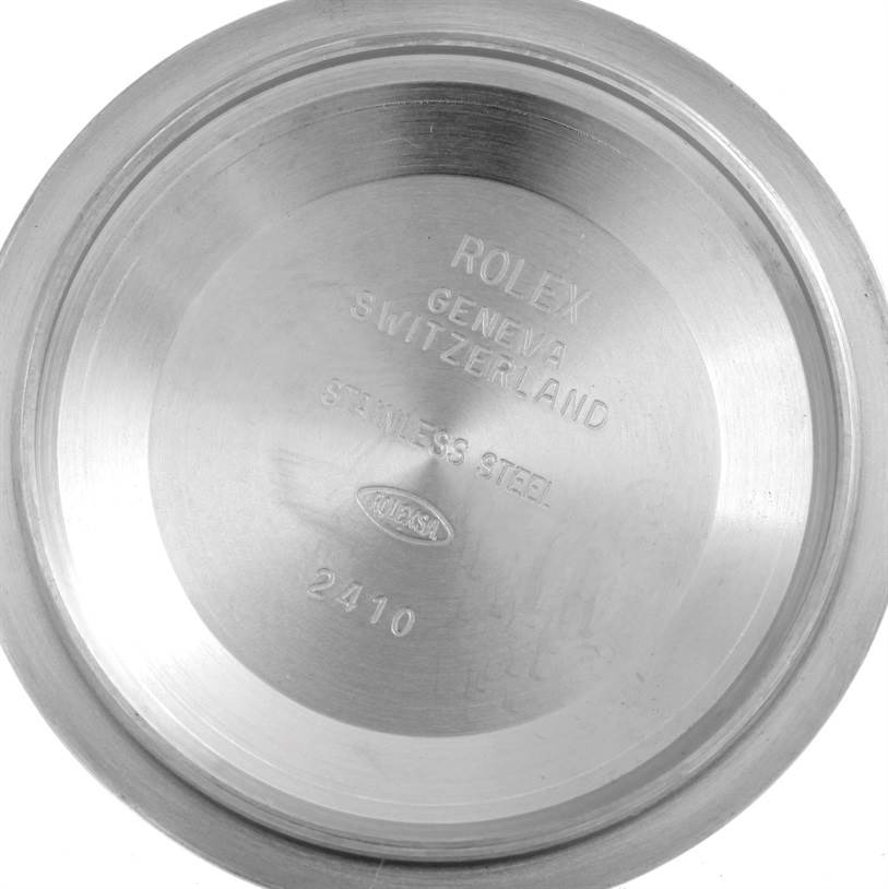 The image shows the inside of the case back of a Rolex Datejust 41 116300 Men's Stainless Steel Silver Dial 116300 Men's Stainless Steel Silver Dial watch, indicating it is made of stainless steel.