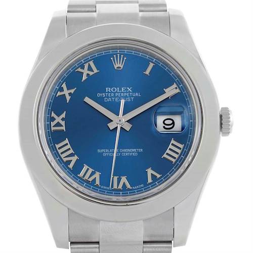 Photo of Rolex Datejust II Blue Roman Dial Mens Stainless Steel Watch 116300