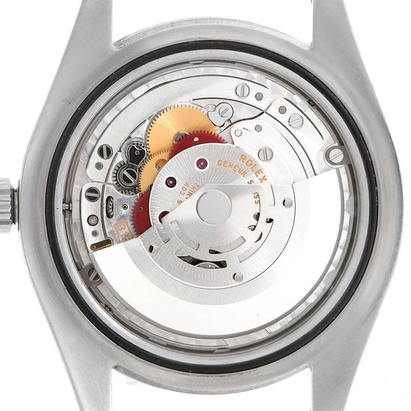 The image shows the internal movement of the Rolex Datejust 41 116334 Men's Stainless Steel White Dial 116334 Men's Stainless Steel White Dial, viewed from the back.