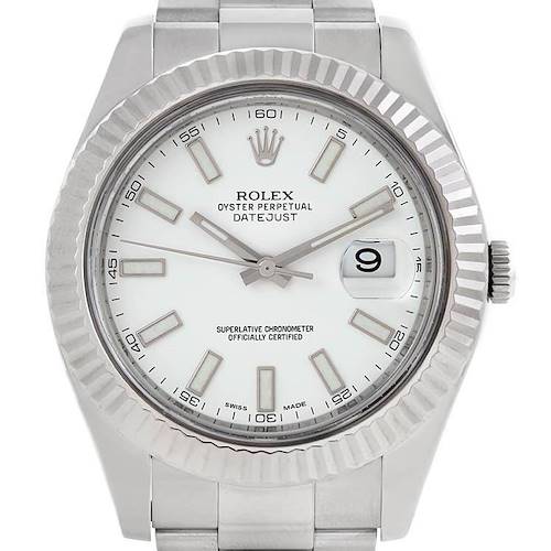 Photo of Rolex Datejust II White Dial Mens Steel 18K White Gold Watch 116334