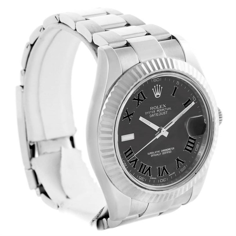 Rolex Datejust II Mens Steel 18K White Gold Dark Grey Dial Watch 116334 SwissWatchExpo