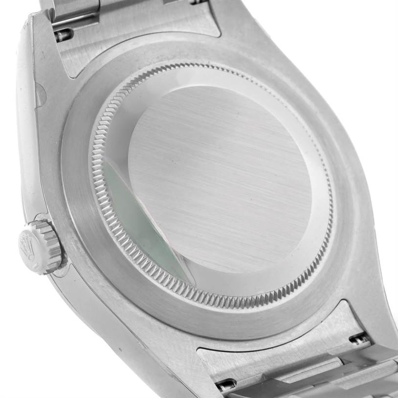 The image shows the case back and part of the bracelet of the Rolex Datejust 41 116300 Men's Stainless Steel Blue Dial 116300 Men's Stainless Steel Blue Dial model from a rear angle.