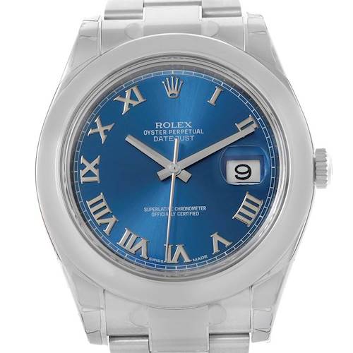 Photo of Rolex Datejust II Blue Roman Dial Stainless Steel Watch 116300 Unworn