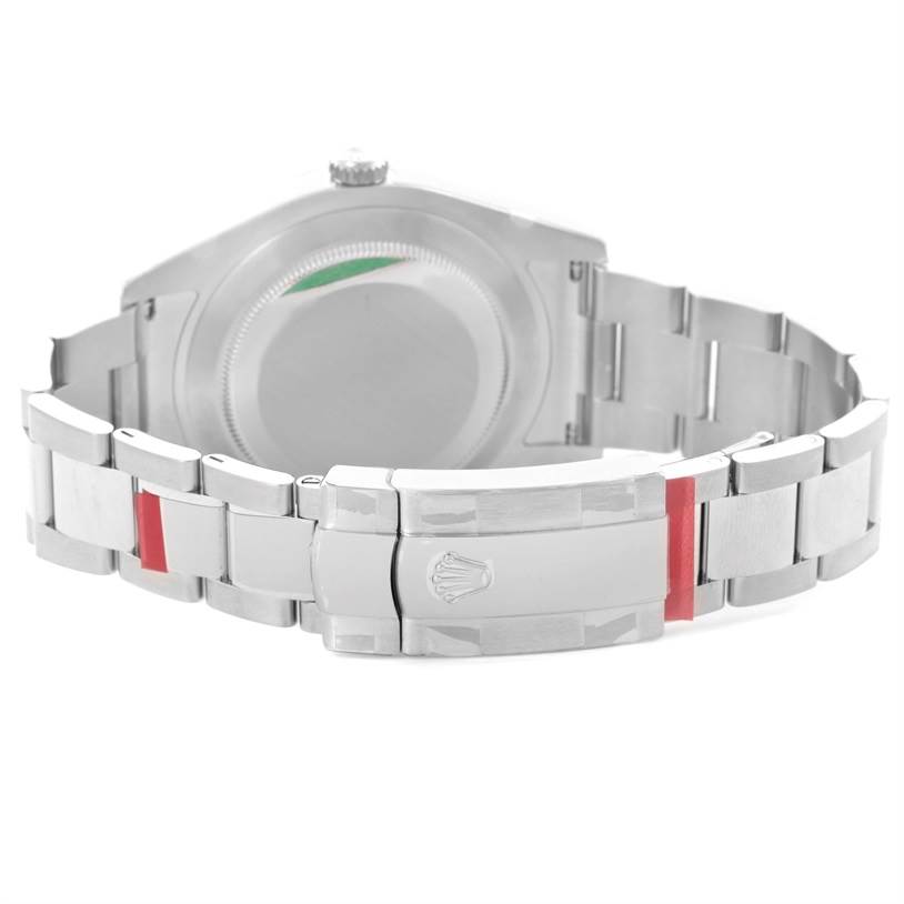 This image shows the back case and bracelet clasp of a Rolex Datejust 41 116300 Stainless Steel Black Dial 116300 Stainless Steel Black Dial watch from a rear angle.