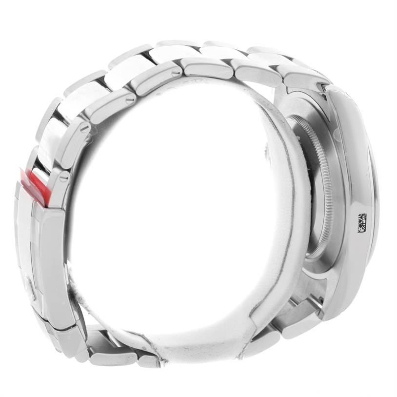 This image shows the side view of the Rolex Datejust 41 116300 Stainless Steel Black Dial 116300 Stainless Steel Black Dial watch, focusing on its metal bracelet and case back.