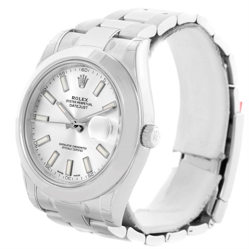 The image shows a Rolex Datejust 41 116300 Stainless Steel Silver Dial 116300 Stainless Steel Silver Dial watch from a slightly tilted front angle, displaying the dial and bracelet.