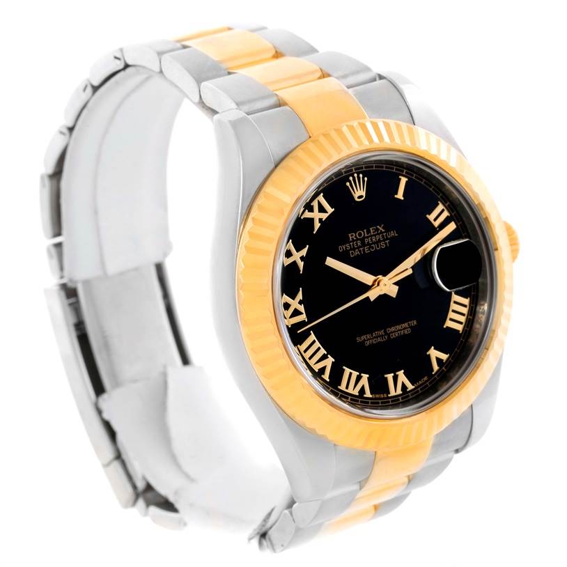 The Rolex Datejust 41 116333 Men
s Steel and Gold (two tone) Black Dial 116333 Men
s Steel and Gold (two tone) Black Dial watch is shown at a slight angled view, displaying the face, bezel, and part of the bracelet.