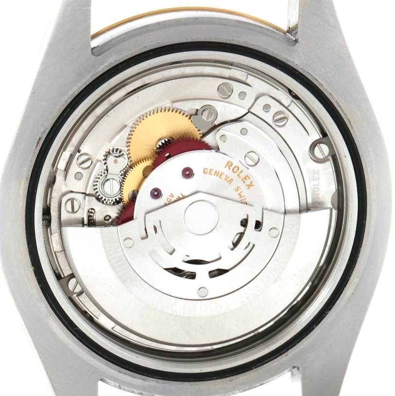 The image shows the internal mechanical movement of a Rolex Datejust 41 116333CSO Men's Steel and Gold (two tone) Champagne Dial 116333CSO Men's Steel and Gold (two tone) Champagne Dial watch viewed from the back.