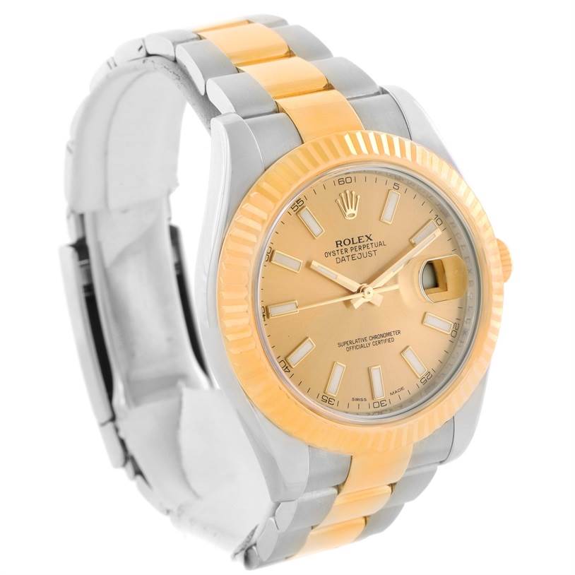 The image shows a Rolex Datejust 41 116333CSO Men's Steel and Gold (two tone) Champagne Dial 116333CSO Men's Steel and Gold (two tone) Champagne Dial watch from an angled front view, displaying the dial, bezel, and two-tone bracelet.