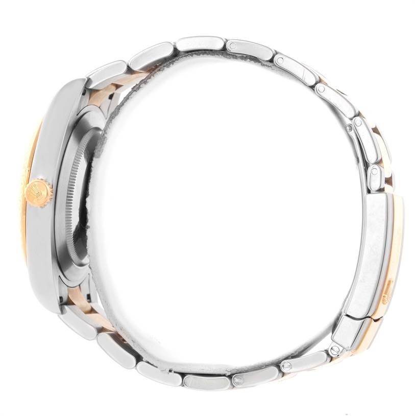 The image shows a side view of the Rolex Datejust 41 116333CSO Men's Steel and Gold (two tone) Champagne Dial 116333CSO Men's Steel and Gold (two tone) Champagne Dial watch, highlighting the crown, case, and two-tone bracelet.