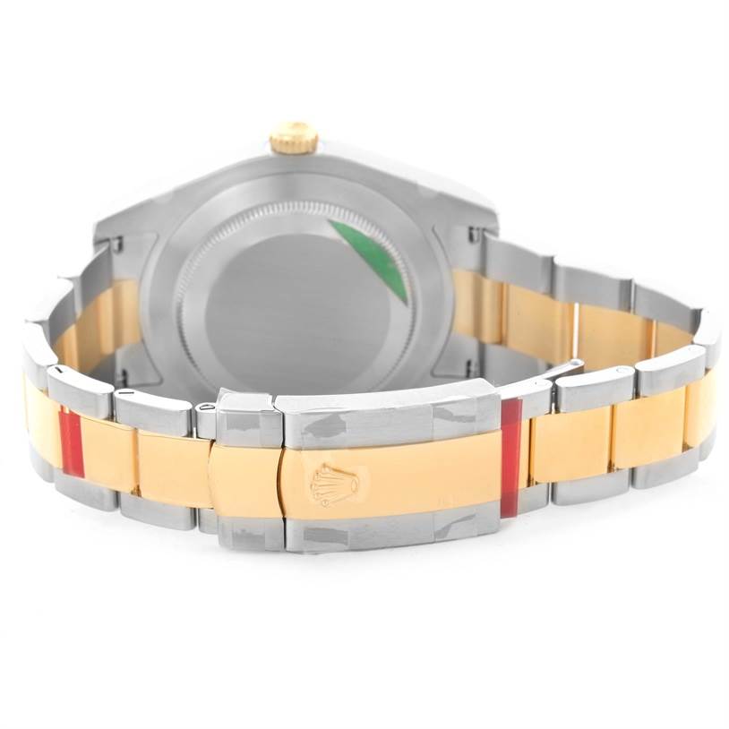 The image shows the back view of the Rolex Datejust 41 116333ISO Men's Steel and Gold (two tone) Beige Dial 116333ISO Men's Steel and Gold (two tone) Beige Dial, focusing on the case back, bracelet, and clasp.