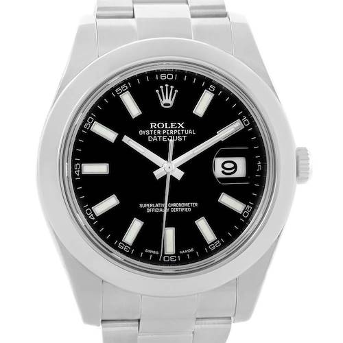 Photo of Rolex Datejust II Black Dial Steel Mens Watch 116300 Box Papers