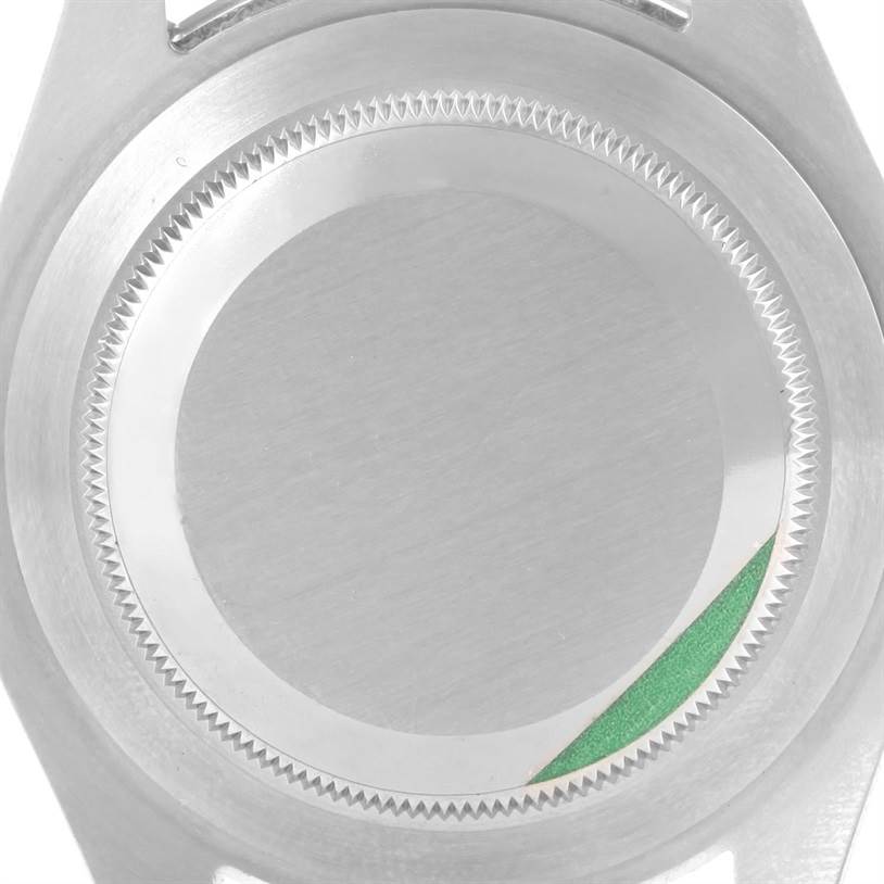 The image shows the back case of the Rolex Datejust 41 116334BLRO Men's Stainless Steel Blue Dial 116334BLRO Men's Stainless Steel Blue Dial model from a top-down angle.